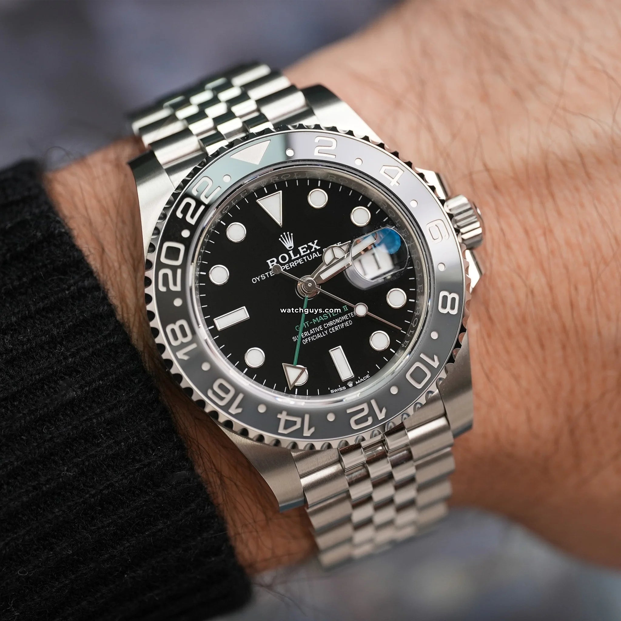 Rolex GMT Master II 126710GRNR Stainless Steel Watch with Black and Gray Ceramic Bezel - Perfect for Travel, Business & Luxury Watch Collectors