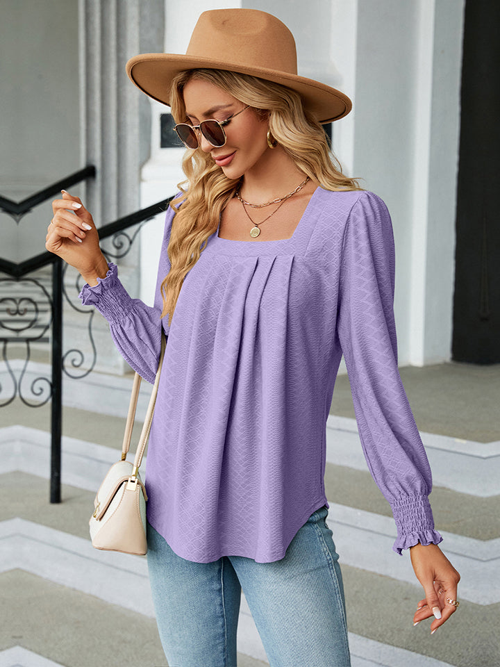 Square Neck Puff Sleeve Blouse for Women - Elegant Vintage Style Tops - Perfect for Office, Date Night & Special Occasions