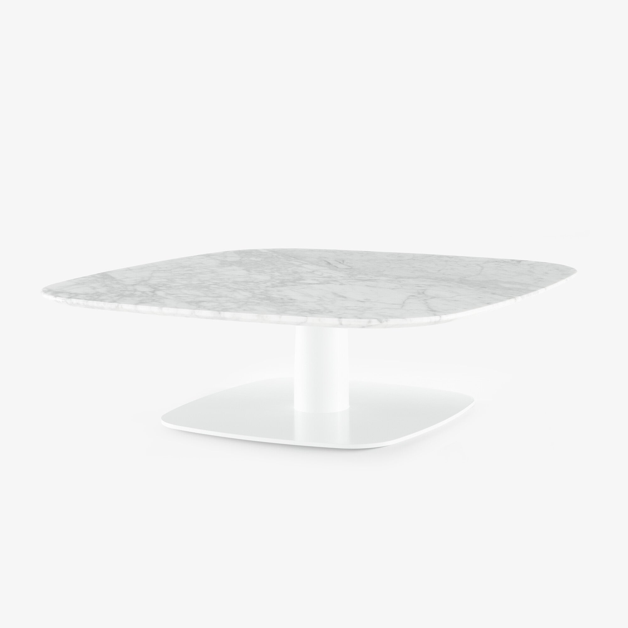 Alster Modern Low Coffee Table with White Marble Top & Lacquered Wood Base - Perfect for Living Room, Lounge & Office Decor