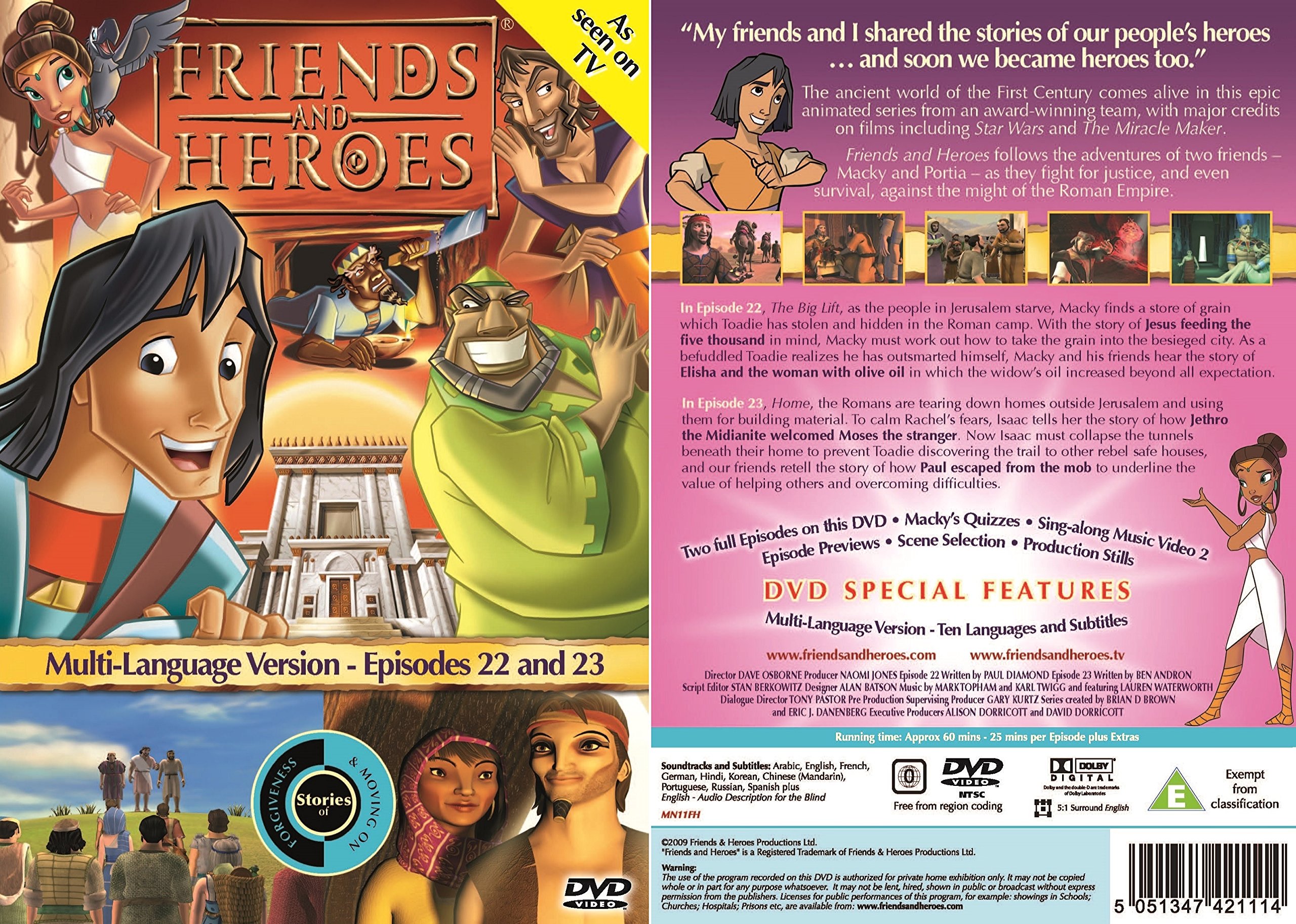 Friends and Heroes DVD Series 2 Pack - Bible Stories of Jesus, Moses, Jacob & Noah's Ark in Multiple Languages | Christian Kids' Entertainment, Sunday School & Family Movie Night