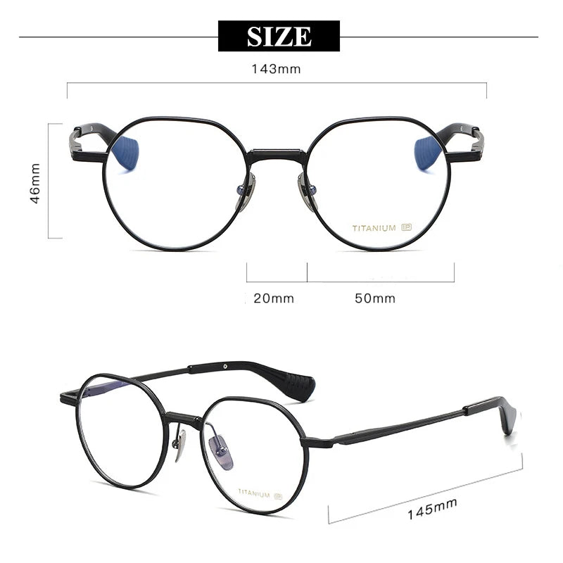 Unisex Black Titanium Round Full Rim Eyeglasses X150 - Lightweight & Durable for Work, Reading & Fashion