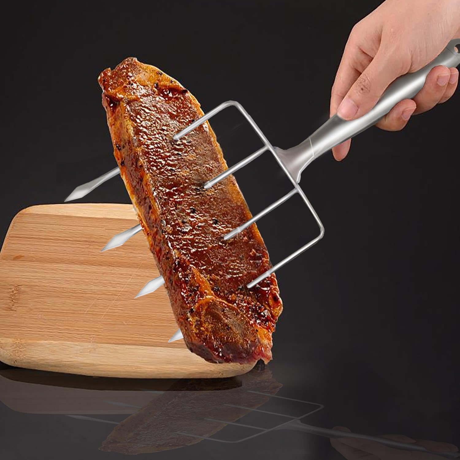 Premium Stainless Steel Poultry Lifters Set of 2 - Heavy Duty Meat Forks for Roasting, Carving & Serving - Perfect for Chicken, Turkey, Ham & Large Cuts - Ideal for BBQ, Thanksgiving Dinner & Holiday Cooking