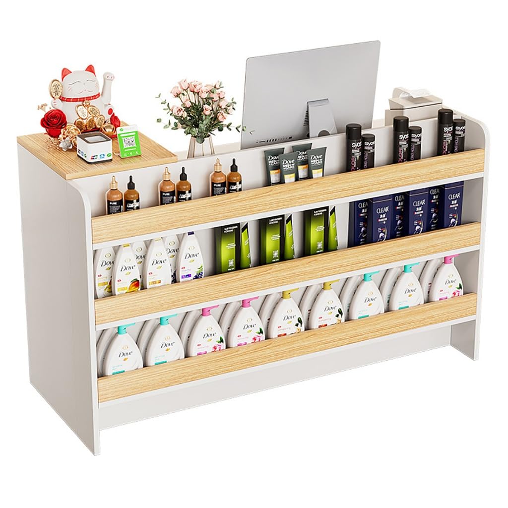 Stylish Receptionist Desk for Small Salons & Retail Stores - Compact Checkout Counter with Simple Design - Perfect for Beauty Salons, Supermarkets, Convenience Stores, Clothing Boutiques & Bubble Tea Shops - Ideal Workspace Solution for Customer Service & Cashier Areas