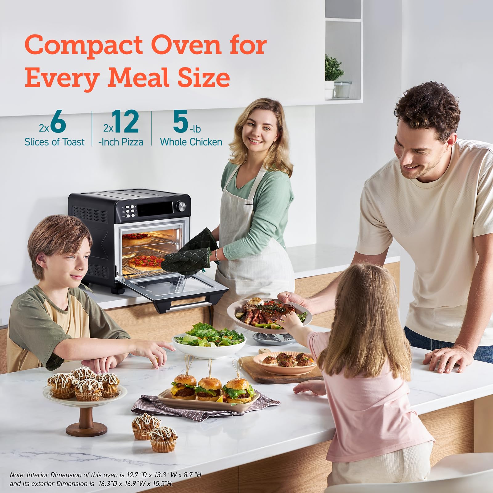 COSORI Smart 11-in-1 Air Fryer Toaster Oven Combo | 26QT Countertop Convection Oven for Baking, Roasting, Reheating, Broiling & Dehydrating | Includes 94 Recipes & 3 Accessories | Stainless Steel Black | Perfect for Small Kitchens, Dorms & Healthy Cooking