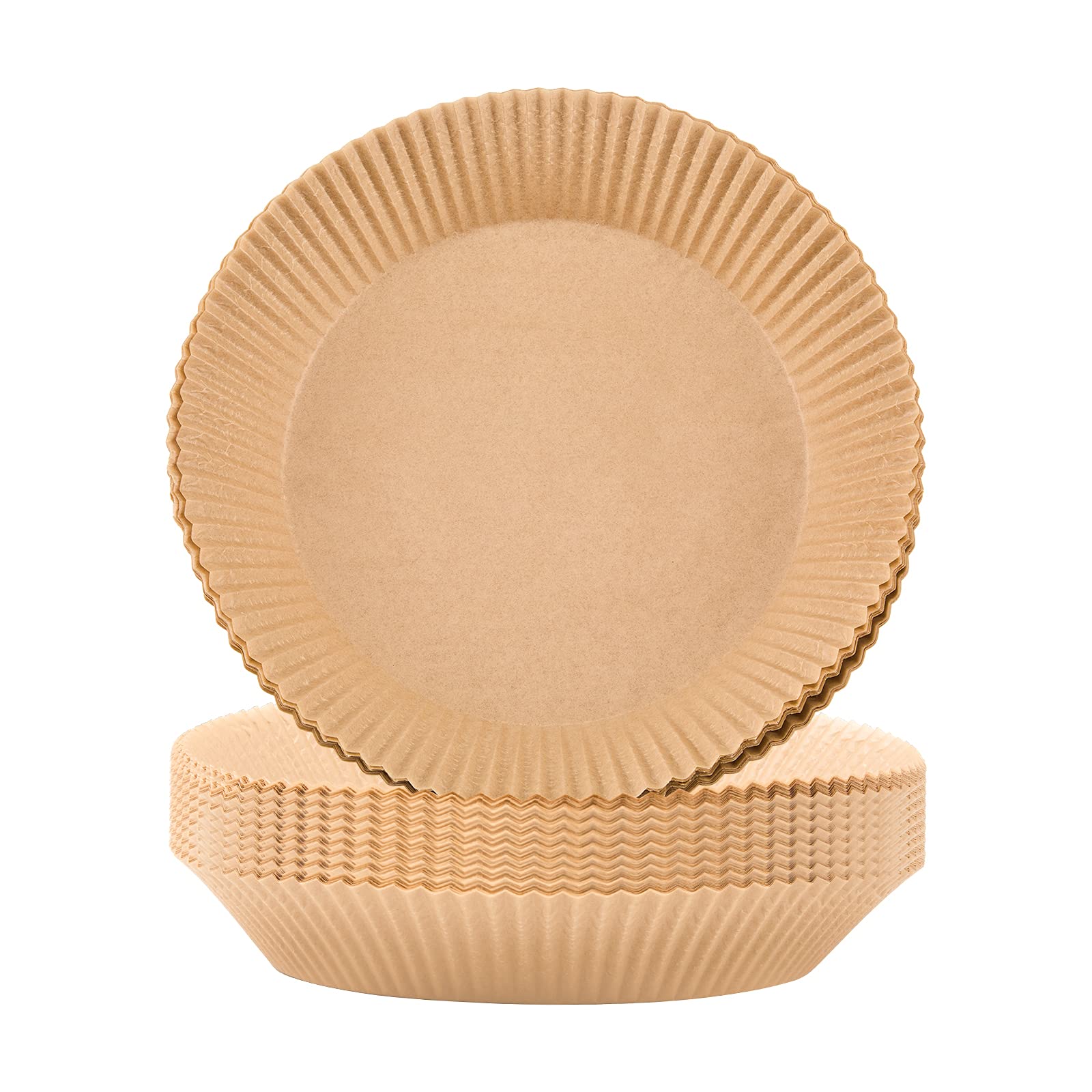 100 Pcs Air Fryer Disposable Paper Liners - Non-Stick Unperforated Round Parchment Baking Sheets (6.3 Inch, Natural) for Air Fryer, Microwave, Oven - Perfect for Roasting, Baking & Healthy Cooking