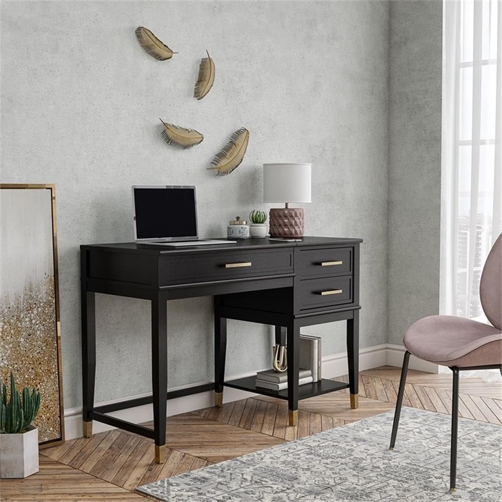 CosmoLiving by Cosmopolitan Westerleigh Lift-Top Computer Desk - Black, Modern Home Office Desk with Adjustable Height for Laptops & Workstations, Perfect for Small Spaces & Remote Work