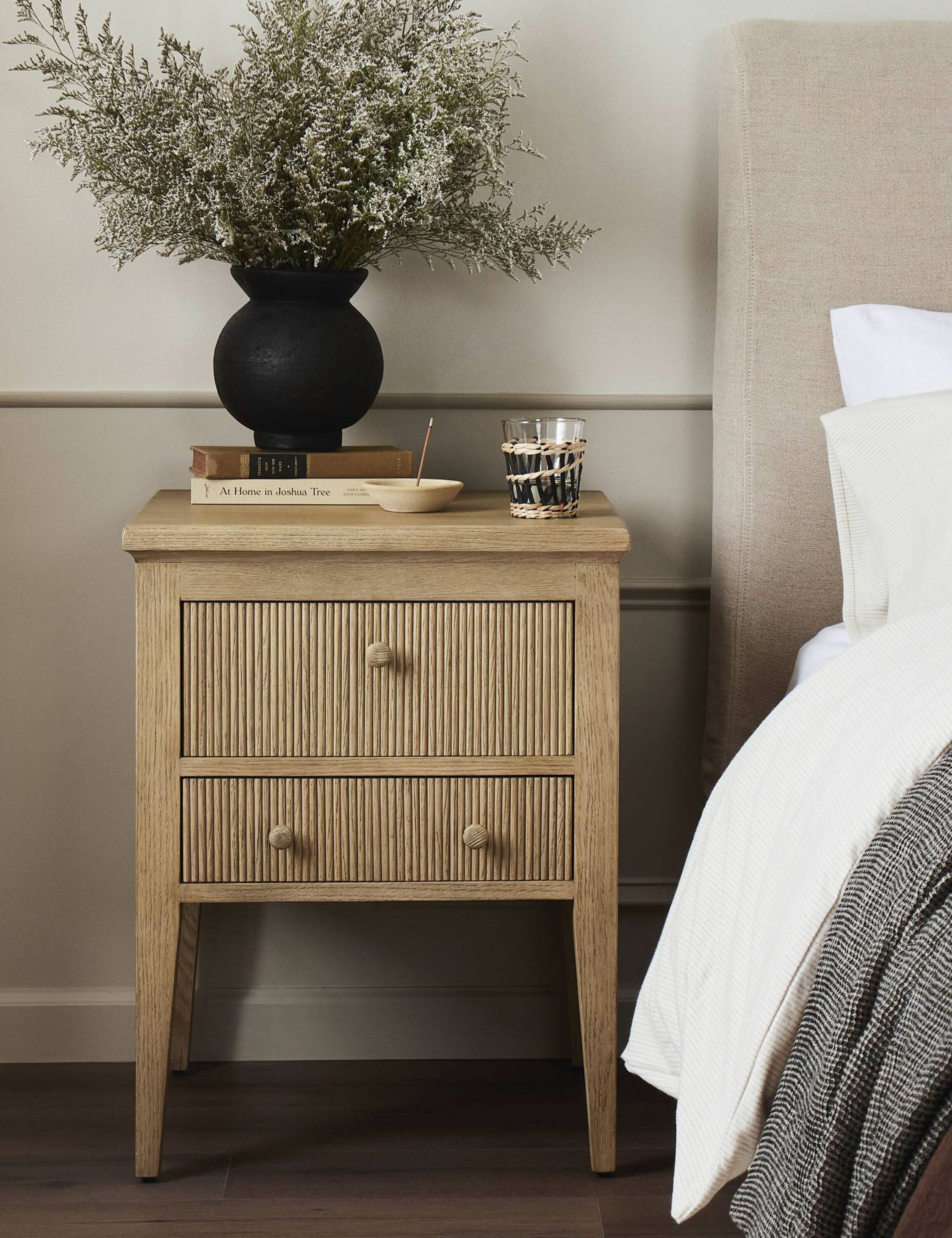 Amber Lewis x Four Hands Bush Nightstand - Modern Wood Bedside Table for Bedroom, Living Room & Guest Room - Stylish Storage with Drawer & Shelf