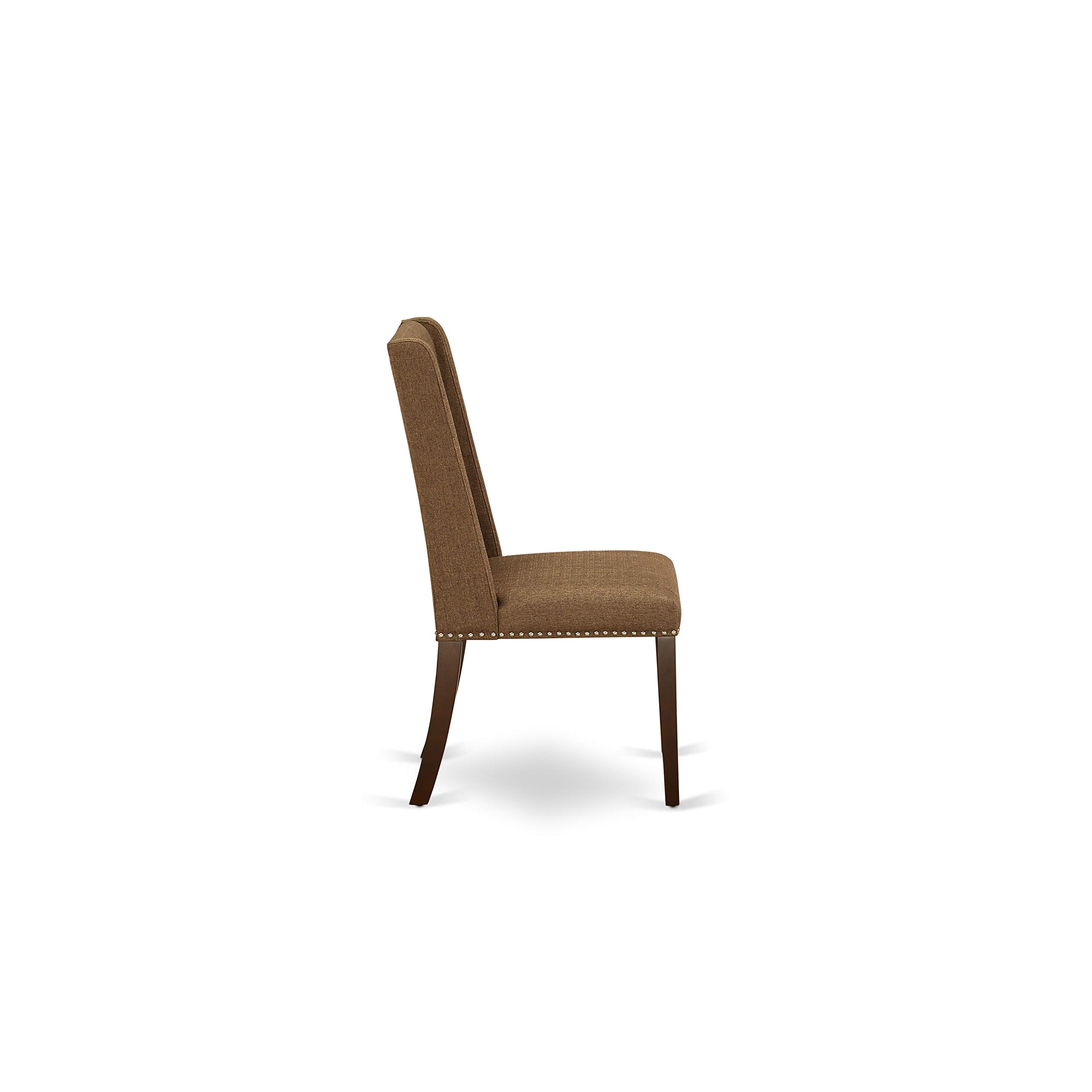 East West Furniture ESFL3-MAH-18 3-Piece Round Dining Table Set with Pedestal Base & 2 Brown Linen Upholstered Chairs, 30x30 Inch, Mahogany Finish - Perfect for Small Spaces, Breakfast Nooks & Cozy Apartments