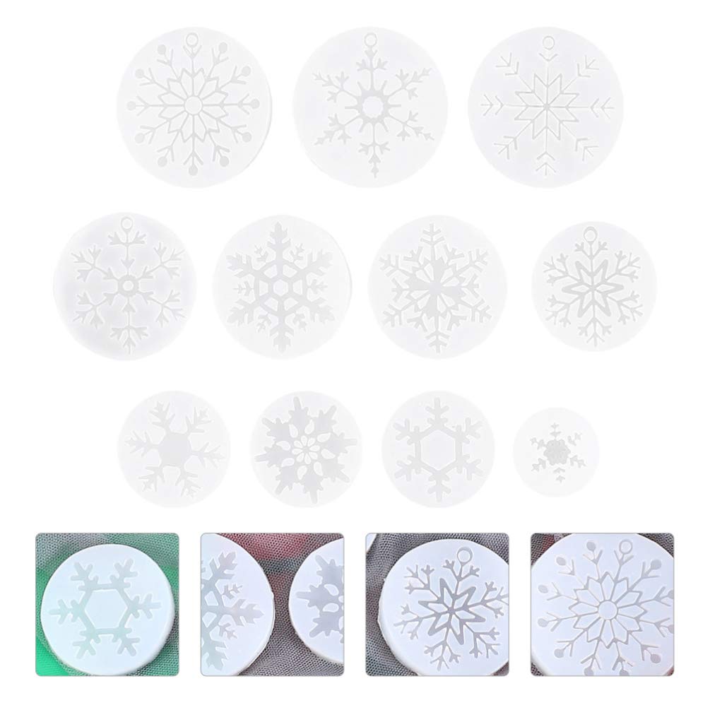VOSAREA 11Pcs Snowflake Silicone Molds for Resin Casting, DIY Jewelry, Epoxy Coasters, Fudge & Pendant Making - Perfect for Christmas Decor, Craft Projects & Gift Making
