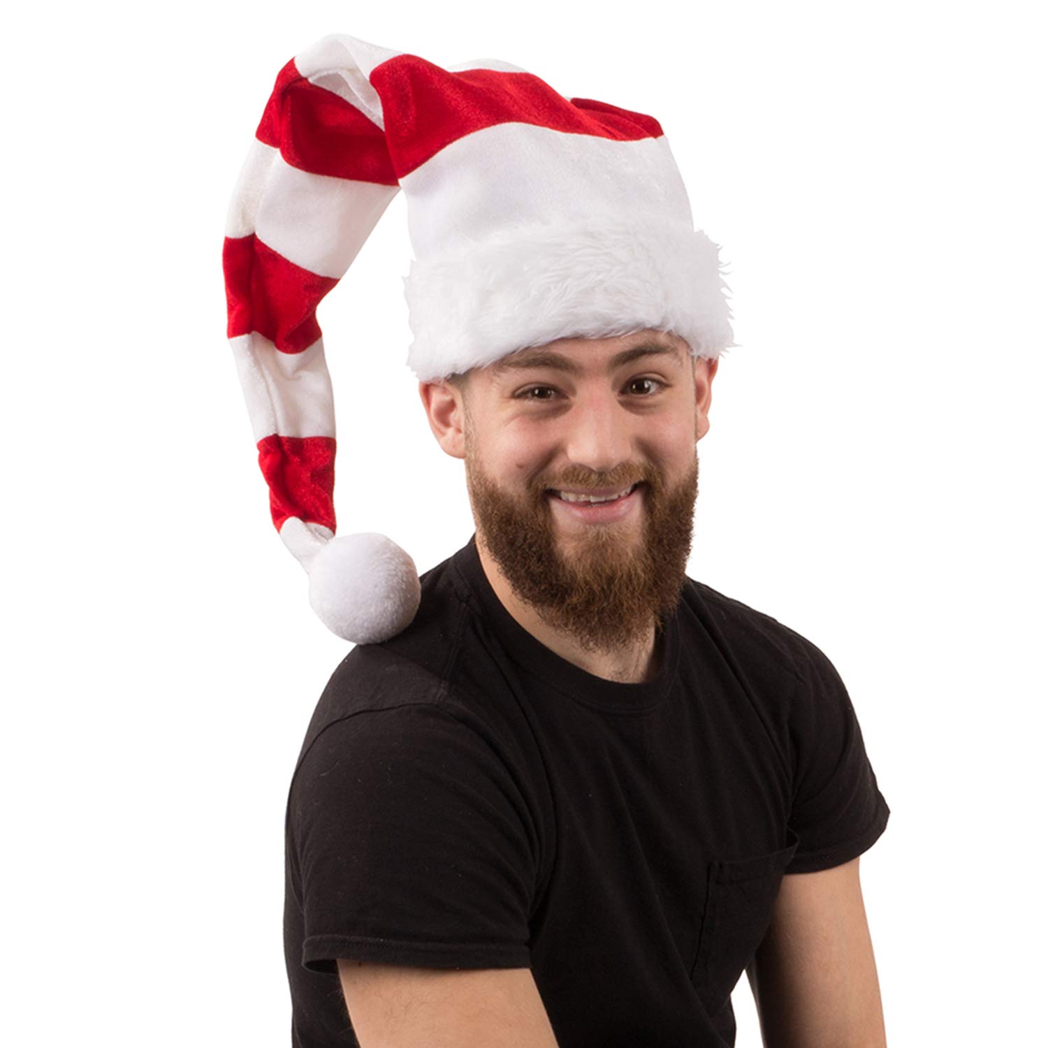Tigerdoe Striped Santa Hat & Elf Hat Set - 2 Pack Christmas Costume Hats for Holiday Parties, Xmas Photos & Festive Celebrations