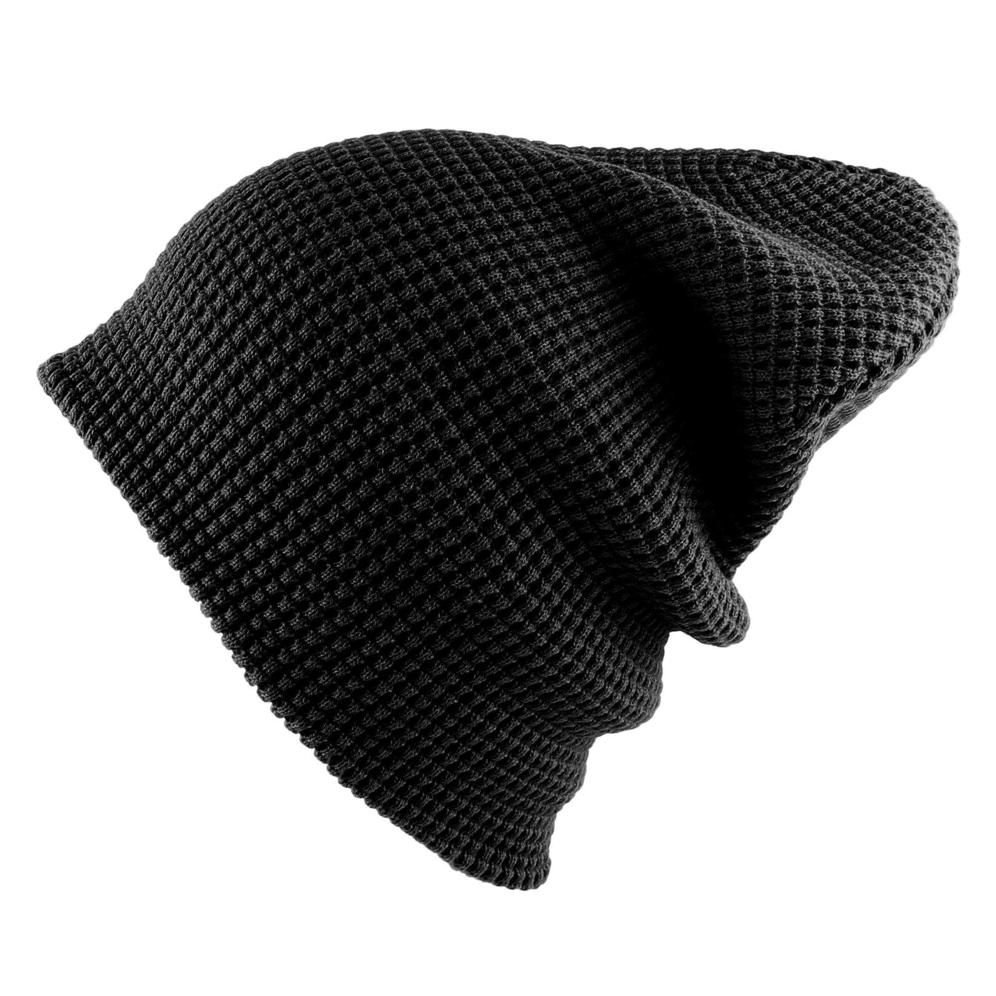 Morehats Waffle Knit Slouchy Beanie - Winter Warm Knitted Hat for Skiing, Skating & Hip-Hop Style - Cozy Unisex Cold Weather Accessory for Men and Women - Perfect for Snowboarding, Streetwear & Casual Outfits