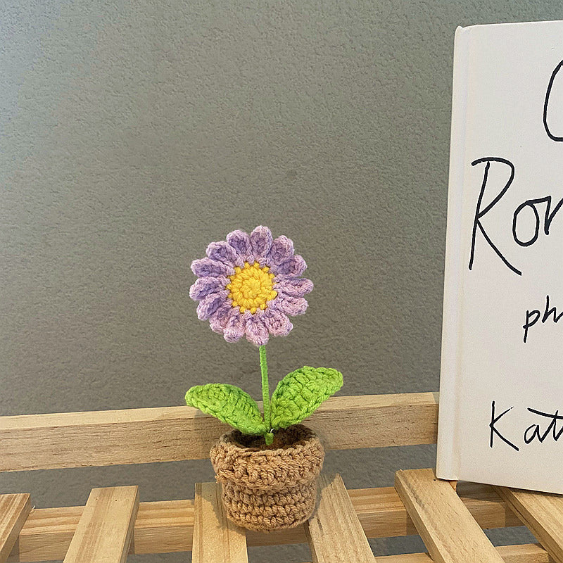 Handmade Crochet Mini Potted Flowers - Small Decorative Artificial Plants for Home, Office, Wedding Decor - Perfect for Table Centerpieces, Shelf Displays & Gift Giving