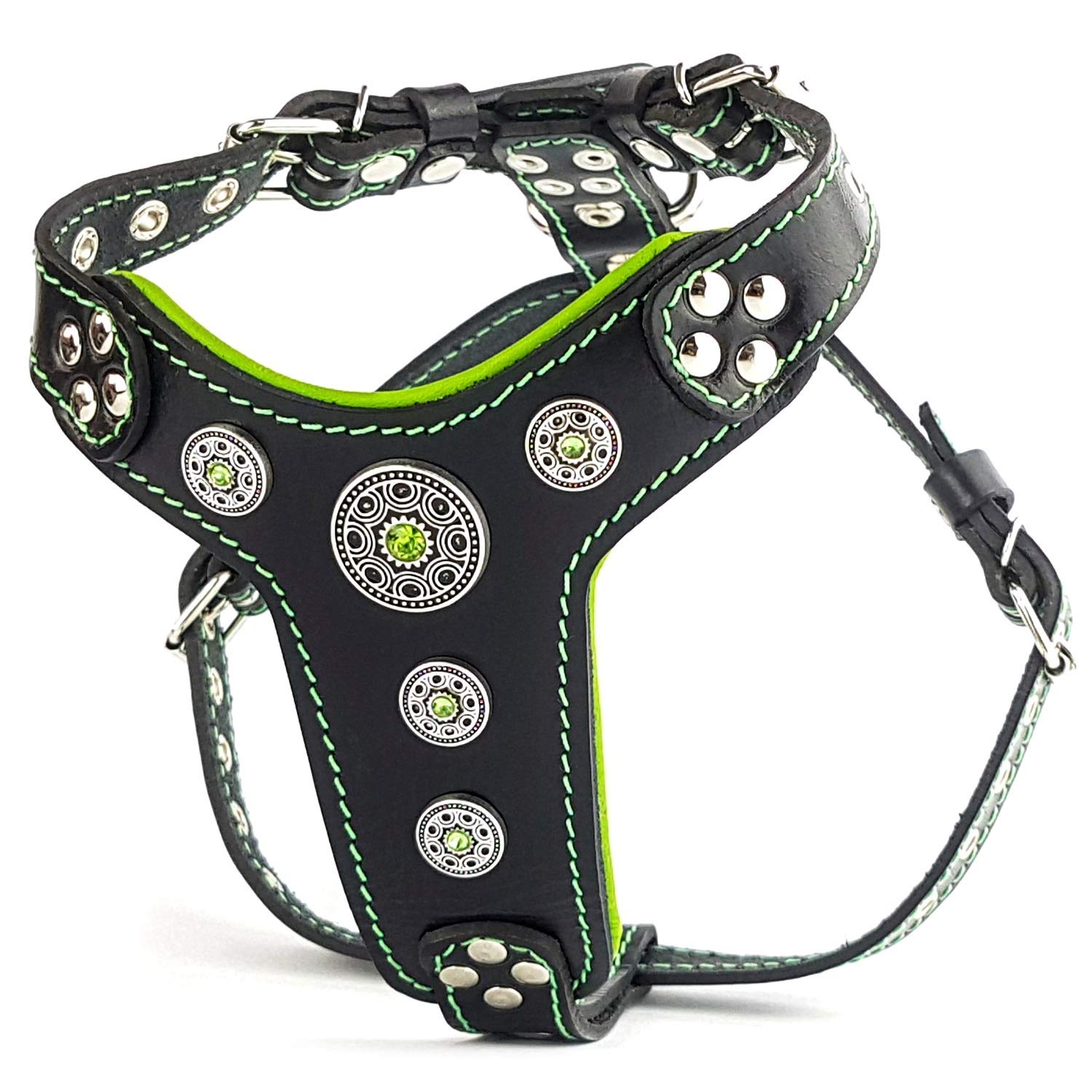 Bestia Bijou Genuine Leather Studded Dog Harness for Small to Medium Breeds - Stylish & Durable Pet Accessory for Walking, Training & Outdoor Adventures