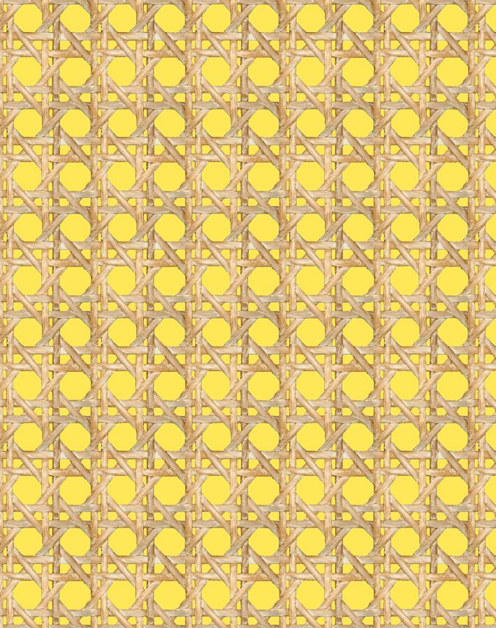 Wallshoppe Faux Large Caning Wallpaper - Daffodil Yellow Peel & Stick Removable Wallpaper for Bedroom, Living Room, and Office Decor