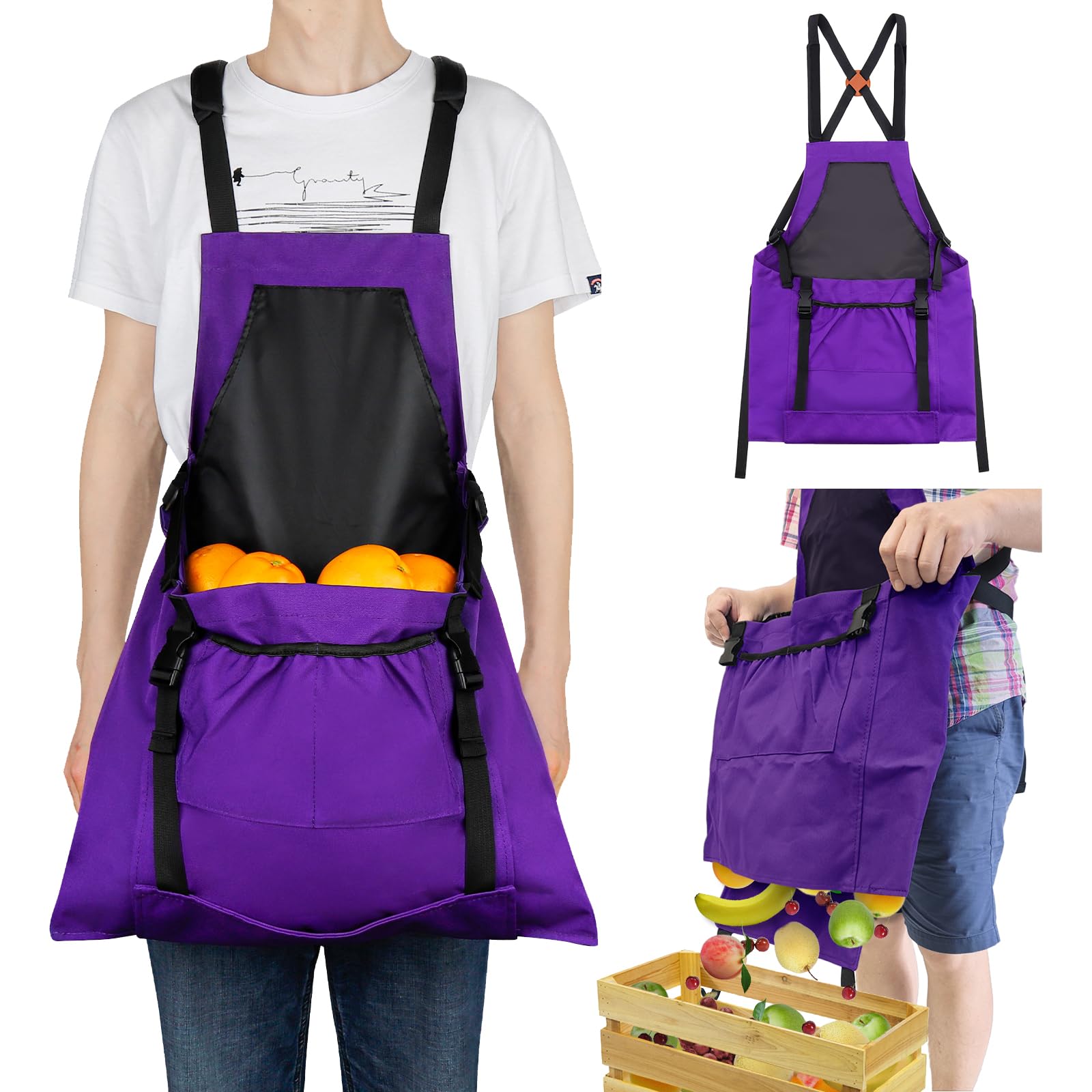 **Heavy Duty Gardening Apron with Quick Release Pockets - Water Resistant Harvesting Apron for Women & Men - Perfect for Planting, Pruning, and Outdoor Farm Work**