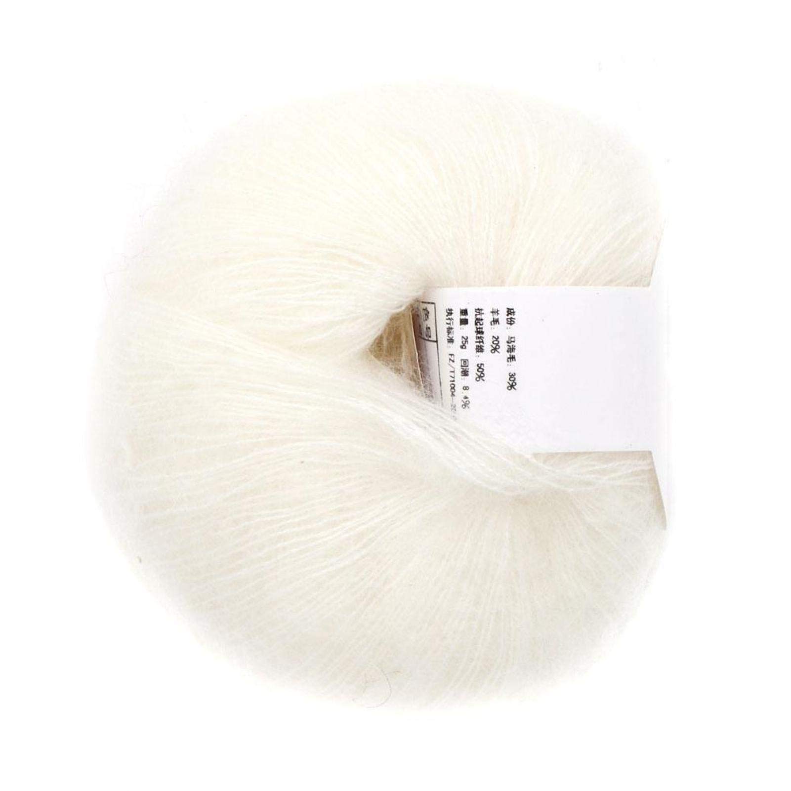 Soft Mohair Knitting Yarn - 01 White (12 Pack) | Premium Handmade Knitting Wool for Scarves, Sweaters & DIY Crafts | Warm & Cozy Winter Accessories