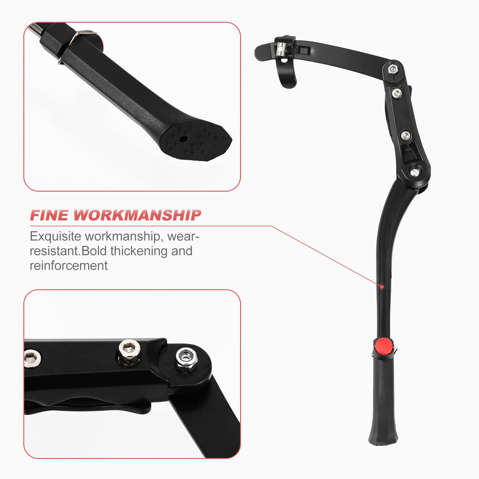 Adjustable Bicycle Kickstand - Heavy Duty Alloy Bike Side Stand with Foldable Design for Kids & Adult Bikes - Perfect for Parking, Exercise Bikes, and Outdoor Cycling Accessories