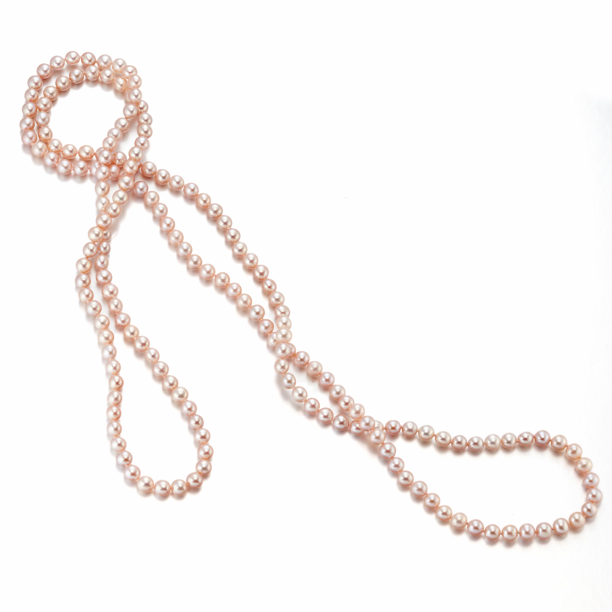 5mm Pink Pearl Rope Necklace for Women - Elegant Freshwater Pearl Jewelry Gift for Birthday, Anniversary, Wedding & Special Occasions