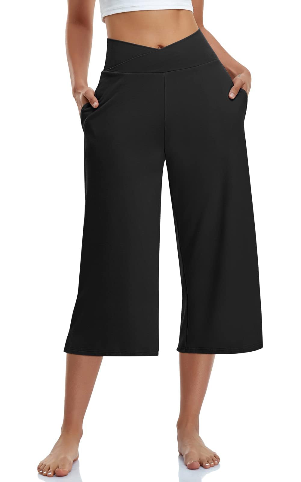 JADD Women's High Waisted Flare Yoga Pants with Pockets - Bootcut Tummy Control Workout Leggings & Dress Pants for Yoga, Gym, Running and Casual Wear