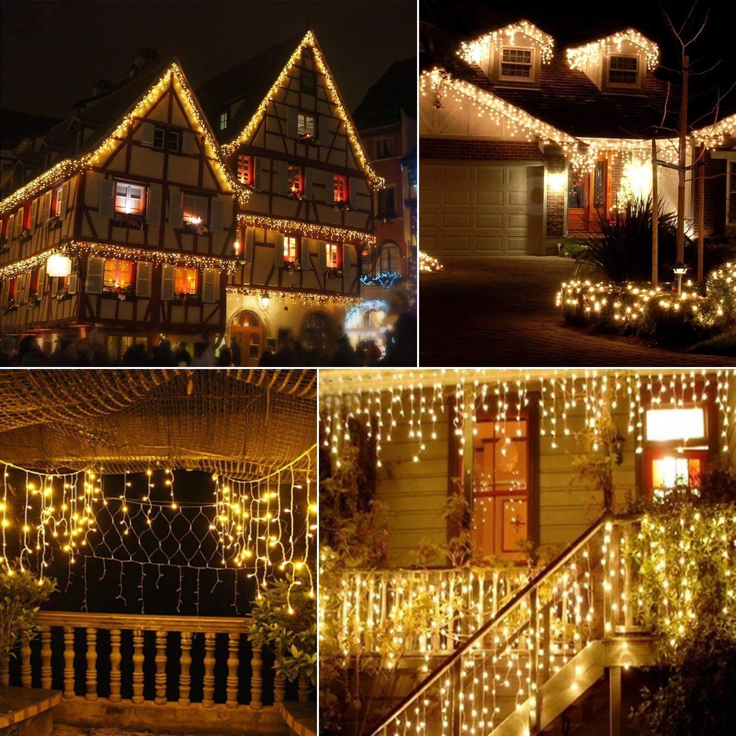DEPOVOR 32.8ft 400 LED Icicle Curtain Lights - 8 Lighting Modes, Warm White Christmas String Lights for Indoor/Outdoor Use - Perfect for Xmas, Party, Wedding, Halloween, Thanksgiving & Easter Decorations - Create Magical Holiday Atmosphere for Home, Garden, Patio and Special Events