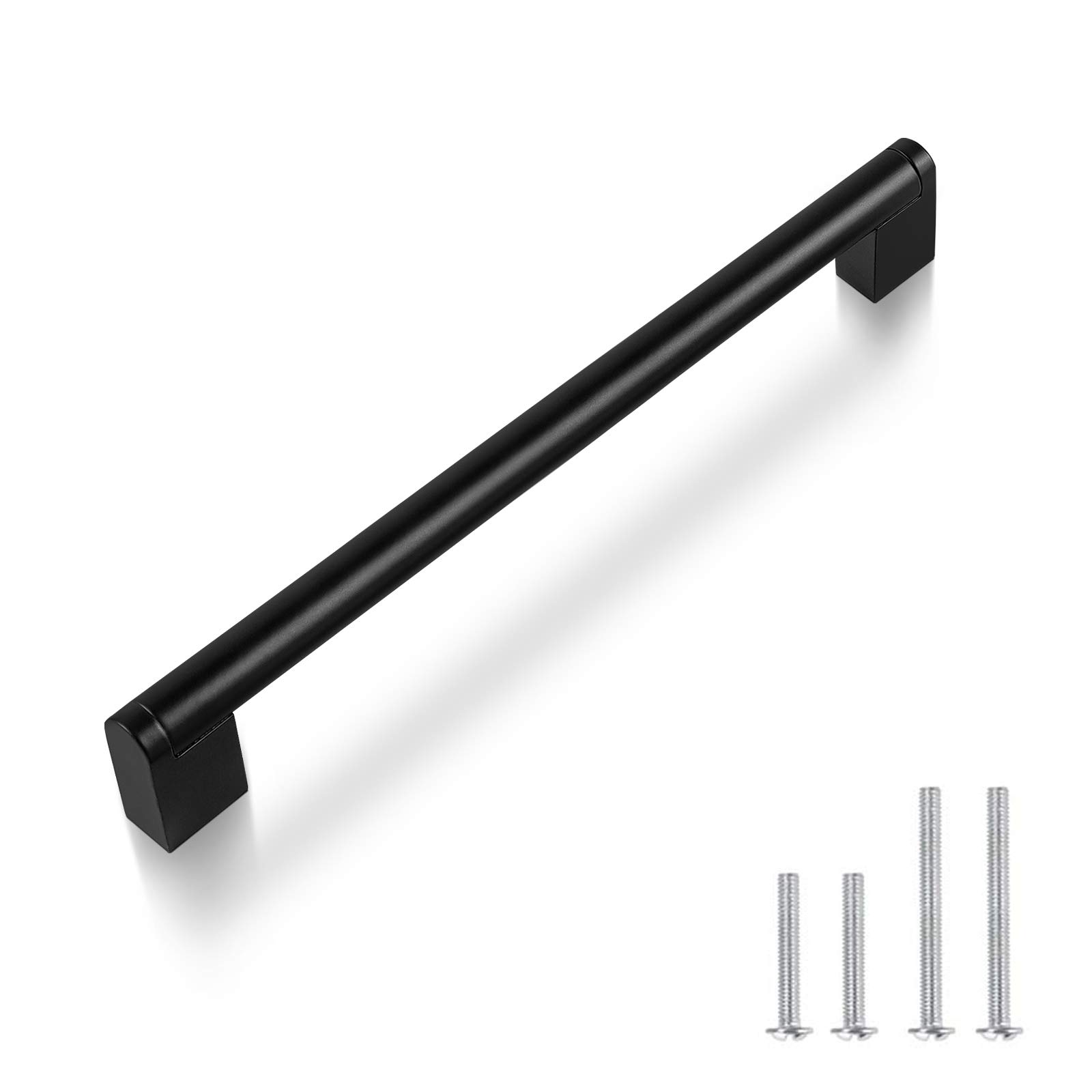 Knobelite 8-4/5 Inch (224mm) Black Stainless Steel Cabinet Handles - Modern Euro Square Bar Pulls for Kitchen Cabinets, Dressers & Drawers - Durable Hardware for Home & Office Furniture