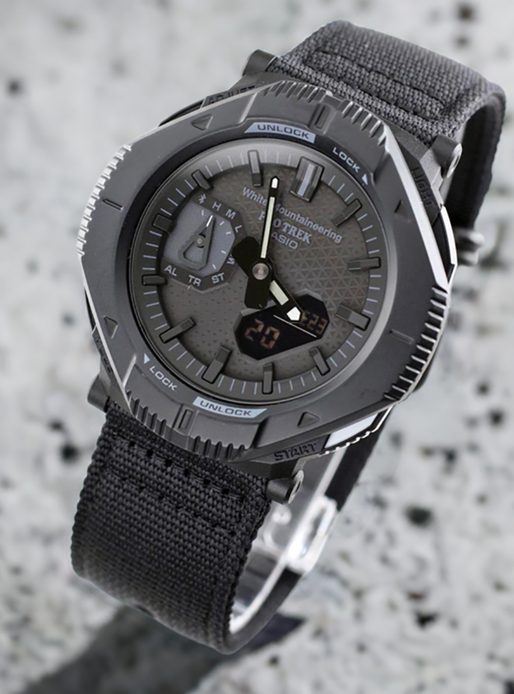 CASIO Pro Trek PRJ-B001WM-1JR Limited Edition White Mountaineering® Collaboration Watch - Solar-Powered, Altimeter, Barometer, Compass - Perfect for Hiking, Camping & Outdoor Adventures