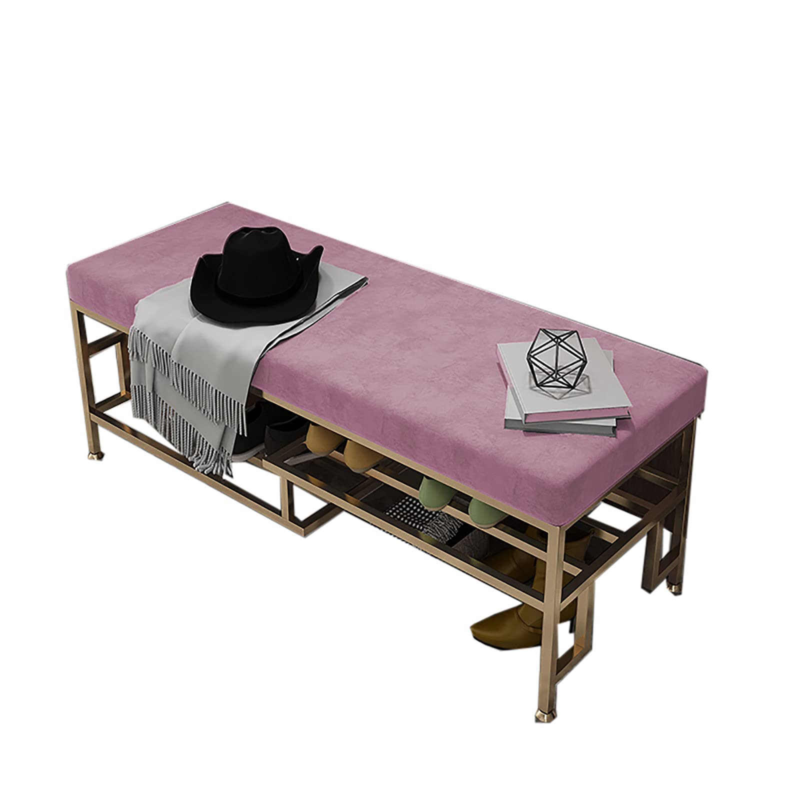 XIAOQIAO Metal Industrial Storage Bench with Anti-Slip Foot Pads - Shoe Rack Organizer with Soft Seat for Entryway, Living Room & Hallway - Perfect for Small Spaces, Mudroom Organization & Home Decor