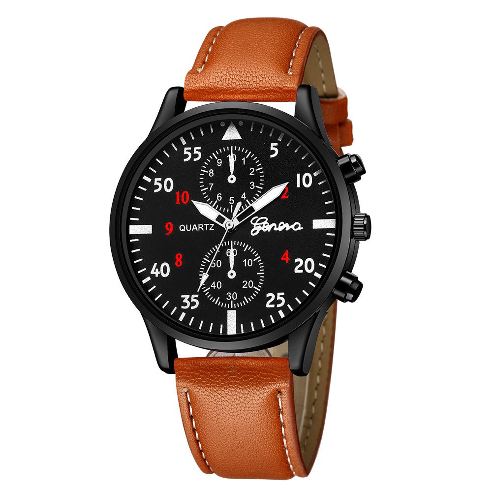 Men's Digital Sports Watch - Military Analog Quartz Wristwatch with Leather Strap & Alloy Case - Business Casual & Outdoor Activity Watch for Running, Hiking & Daily Wear (G)