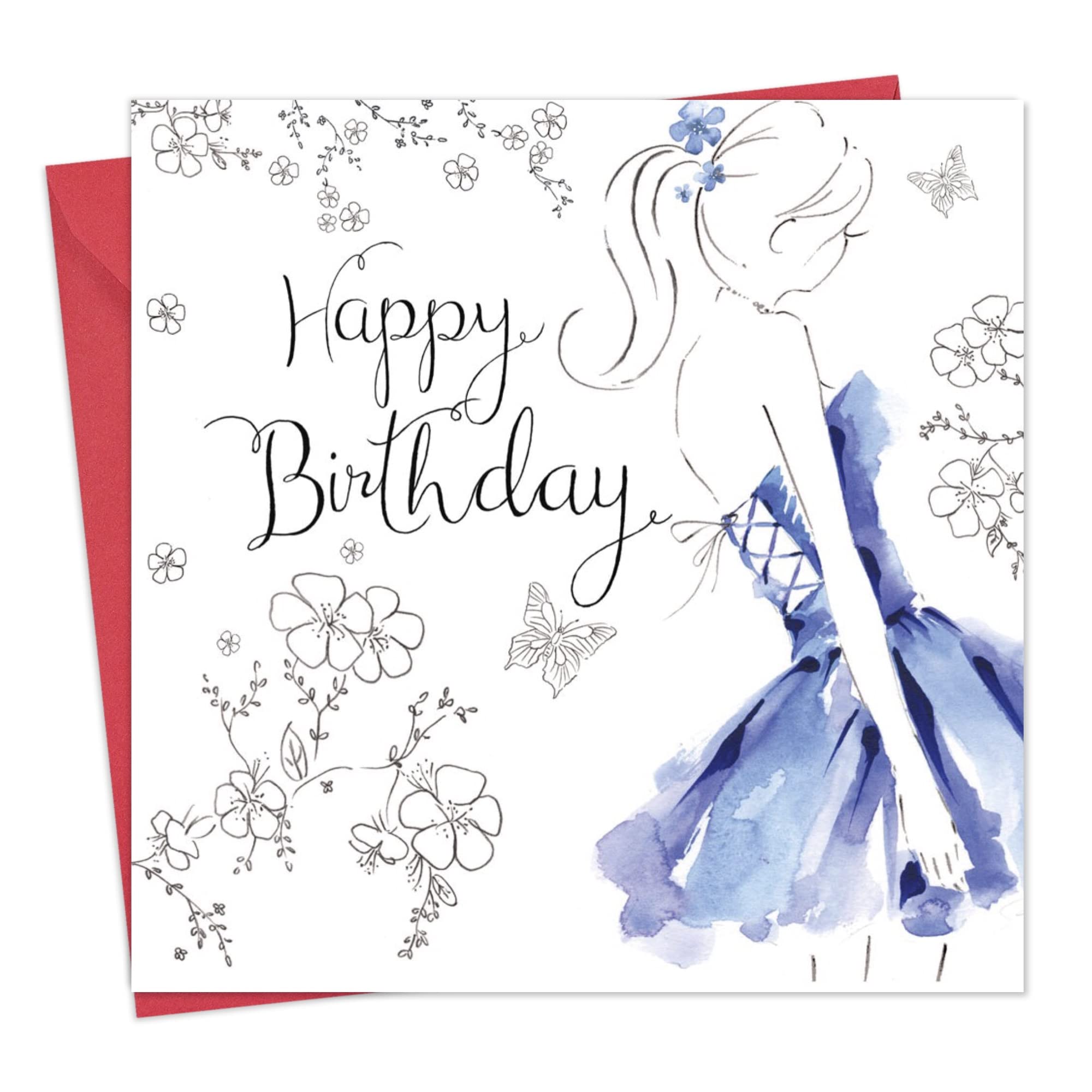 Twizler Happy Birthday Card for Women - Elegant Party Dress Design with Crystal Finish | Birthday Greeting Card for Daughter, Teen Girl, Young Lady | Perfect for Birthdays, Anniversaries & Special Occasions