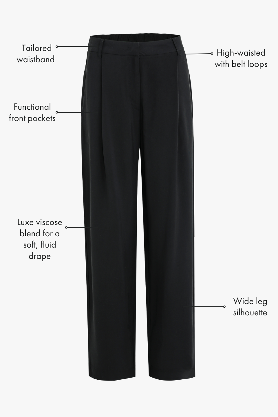 Black Soft Touch Stretch Elastic Waist Long Pants for Women - Comfortable High Waist Lounge Pants for Yoga, Travel & Home Wear