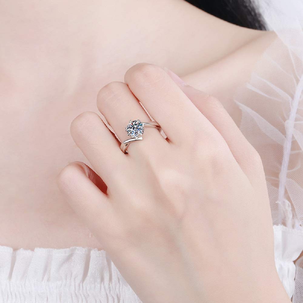 1 Carat Moissanite Solitaire Engagement Ring for Women - 925 Sterling Silver/10K/14K/18K Gold Wedding Band - Perfect for Proposals, Anniversaries & Romantic Gifts