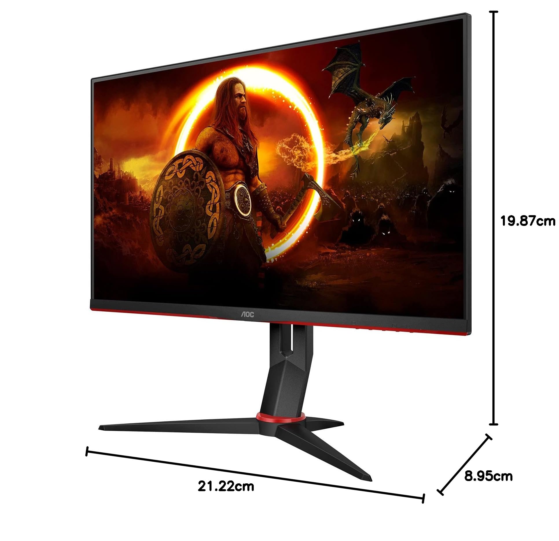 AOC 24G2SU 24 Inch FHD Gaming Monitor - 165Hz Refresh Rate, 1ms Response Time, AMD FreeSync Premium, 1920x1080 Resolution, VGA/HDMI/DisplayPort/USB Hub, Black/Red - Perfect for Competitive Gaming & Esports