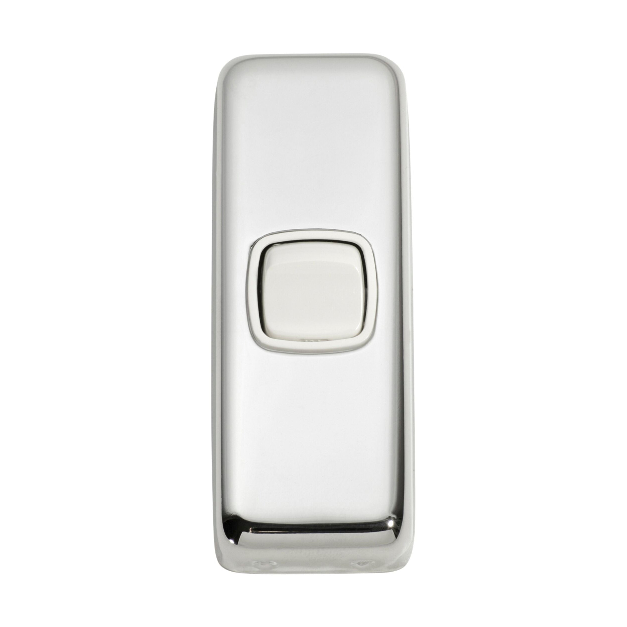 5880 Switch Flat Plate Rocker 1 Gang White Chrome Plated H82xW30mm - Electrical Wall Switch for Home, Office & Commercial Use - Easy Installation & Modern Design