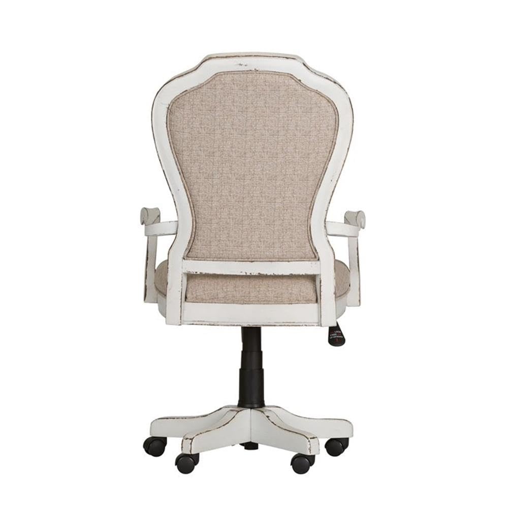 Liberty Furniture Magnolia Manor Jr Executive Desk Chair - European Style Office Chair in White - Solid Wood Frame with Recliner & Rolling Casters - 300 lbs Weight Capacity - Perfect for Home Office, Study Room & Executive Workspaces