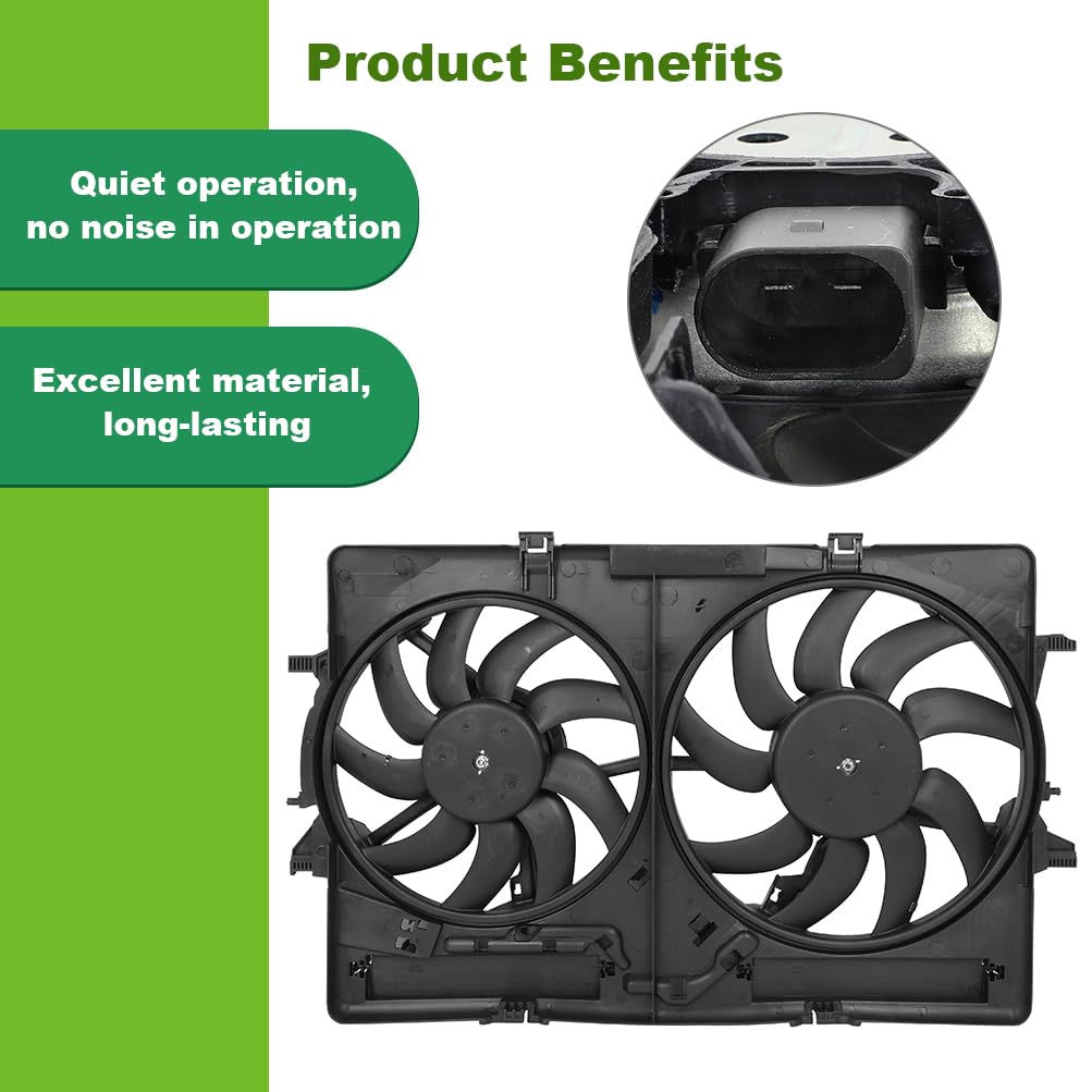 SCITOO 620839 Dual Cooling Radiator Fan Replacement for Audi A4 A4 allroad A4 Quattro A5 (2007-2016 Models) - High Performance Cooling Solution for Hot Weather & Heavy-Duty Driving