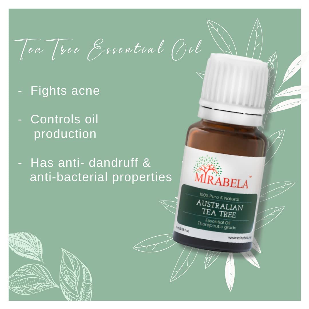 100% Pure Australian Tea Tree Essential Oil - Undiluted, Therapeutic Grade for Acne Care, Face, Hair & Skin | 10ml Bottle | Natural Solution for Acne, Dandruff & Skin Irritations | Perfect for Aromatherapy, DIY Beauty & First Aid