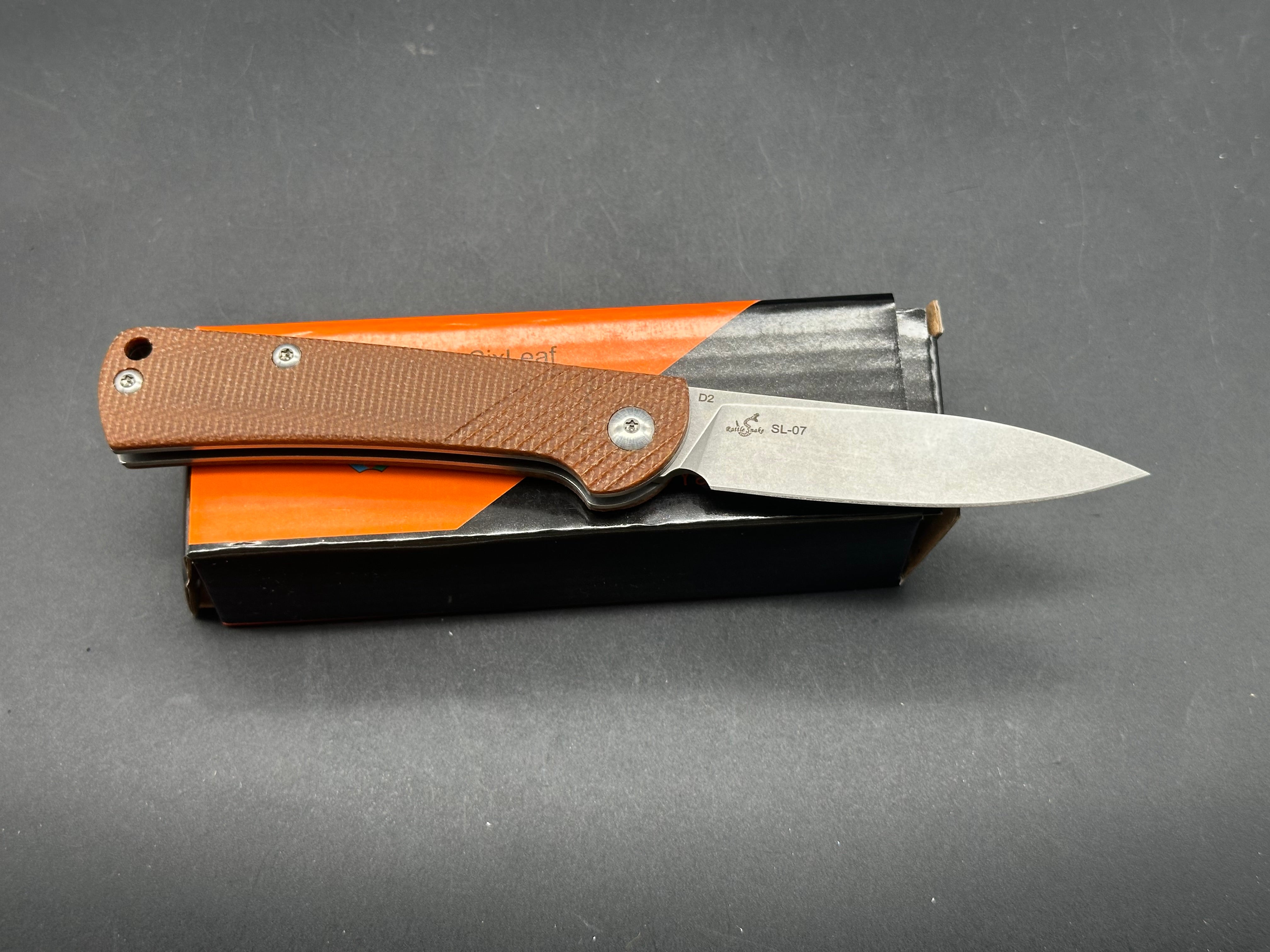Sixleaf SL07 Slip Joint Pocket Knife - Brown Micarta Handle, D2 Steel Blade | EDC, Camping, Outdoor Survival Tool