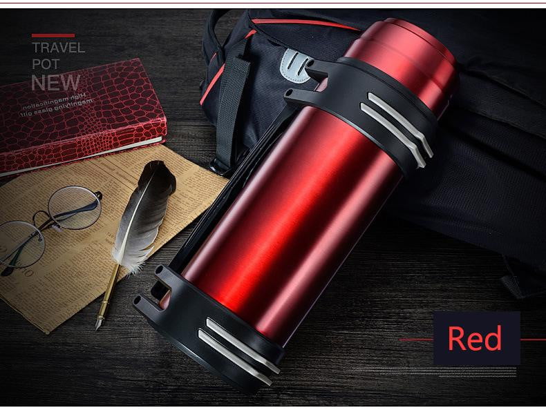 Premium Stainless Steel Double Wall Vacuum Insulated Thermos with Handle - The Aqua Grail Thermo - Keeps Drinks Hot/Cold for Hours - Perfect for Camping, Office & Outdoor Adventures