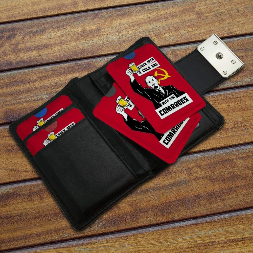Funny Humor Credit Card RFID Blocker Holder - Set of 4 Wallet Protectors with 'Crack Open a Cold One' Design | Perfect for Travel, Commuting & Everyday Use