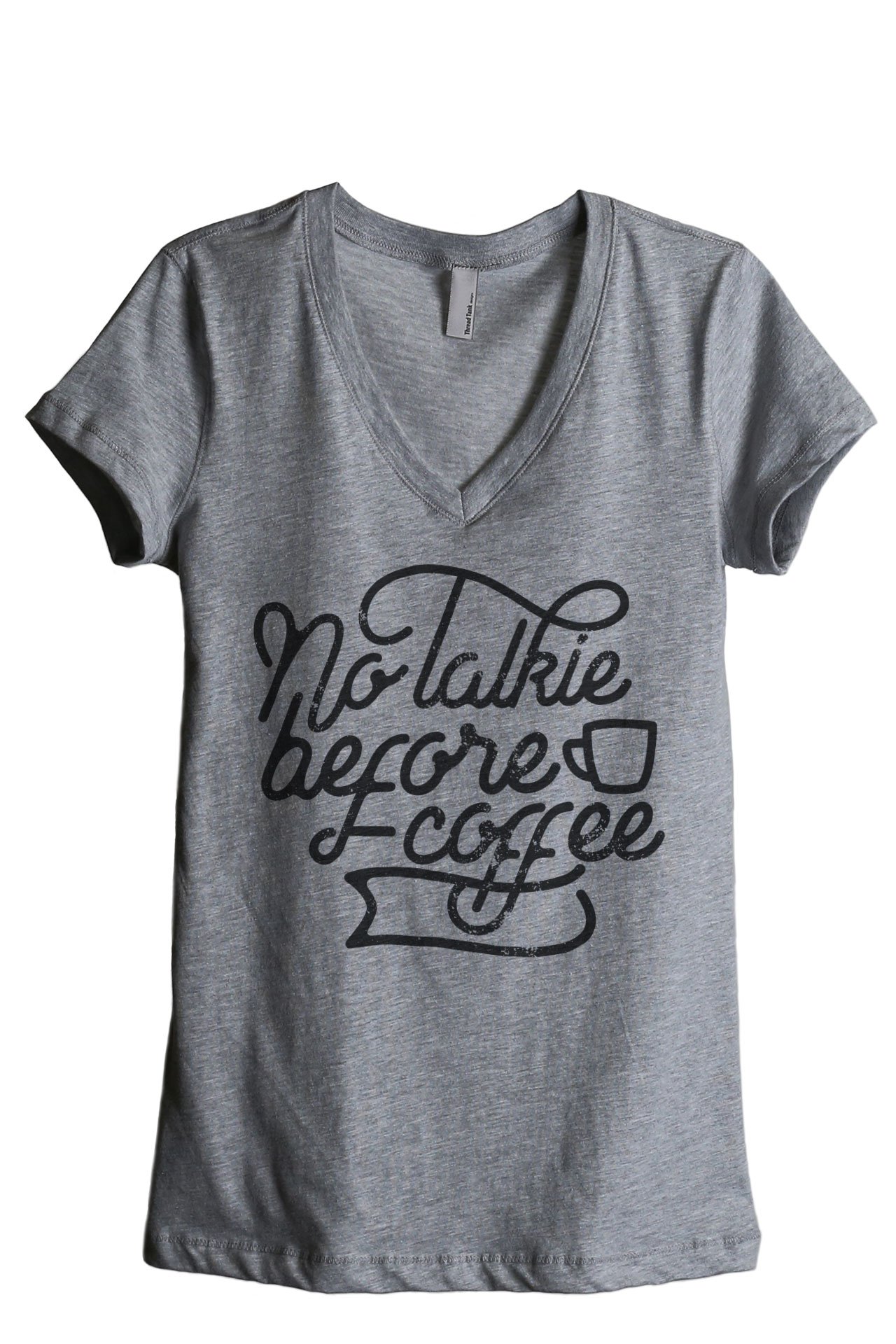 No Talkie Before Coffee Women's Relaxed V-Neck T-Shirt | Soft Casual Tee for Coffee Lovers & Everyday Wear