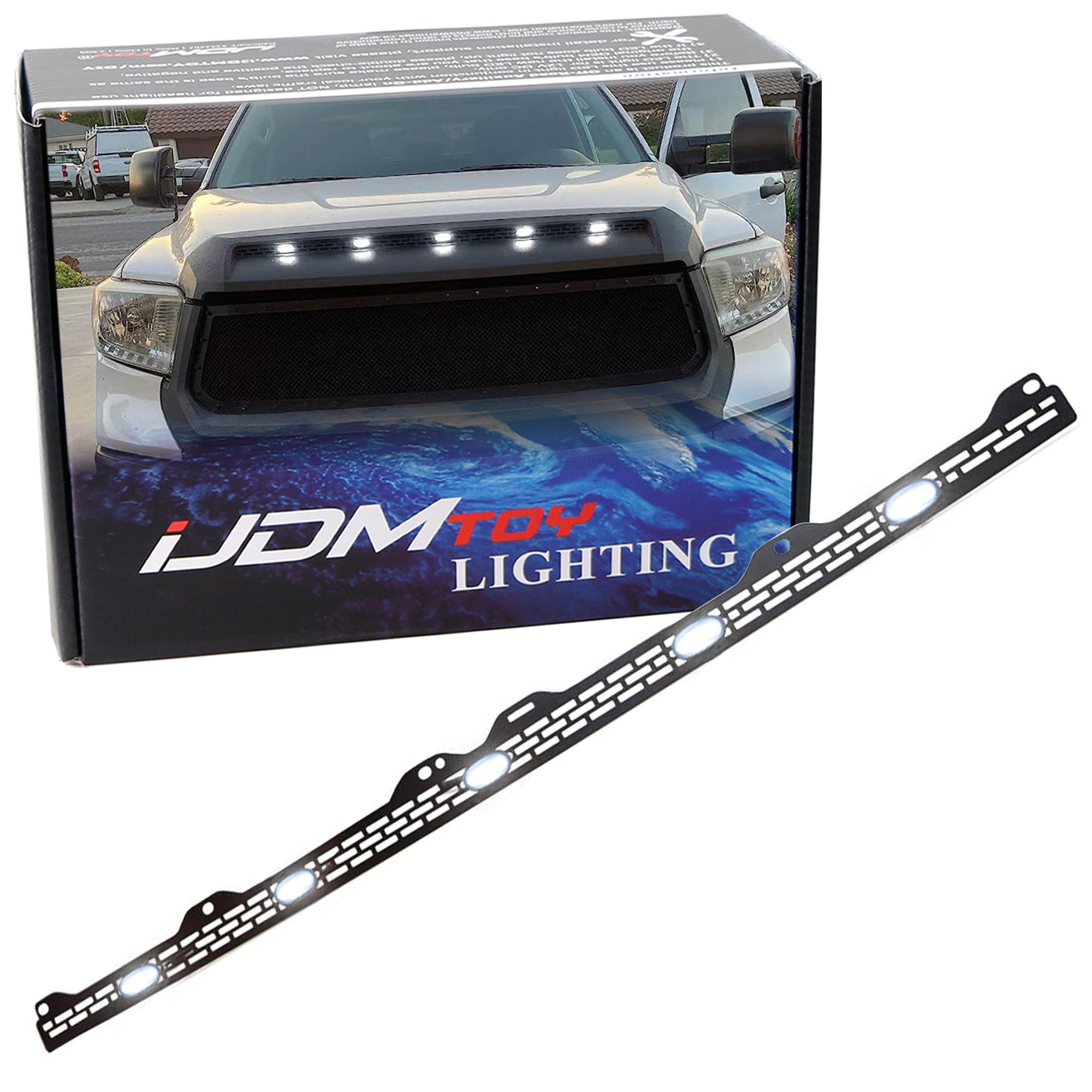 5-Section White Full LED Hood Bulge Grille Lighting Kit for 2014-2021 Toyota Tundra - Off-Road & Night Driving Enhancement