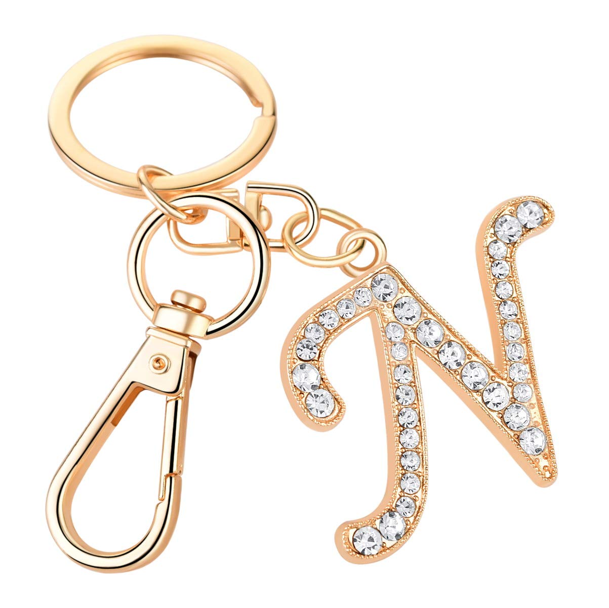 AlphaAcc Crystal Alphabet Initial Letter Keychain for Women - Elegant Purse Charm with Key Ring for Handbags, Gifts, and Everyday Carry Accessories