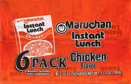 Maruchan Instant Lunch Chicken Flavor Ramen Noodles (Pack of 6) | Quick & Easy Microwave Meal for Office, College Dorm, or Emergency Food Supply