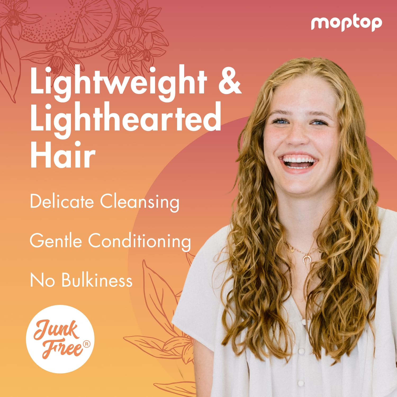 MopTop Light Conditioner - Sulfate & Paraben Free Hair Moisturizer for All Hair Types (Thin, Straight, Wavy, Curly) - Enhances Moisture & Reduces Frizz - Citrus Medley Scent - 8oz - Perfect for Daily Hair Care & Frizz Control
