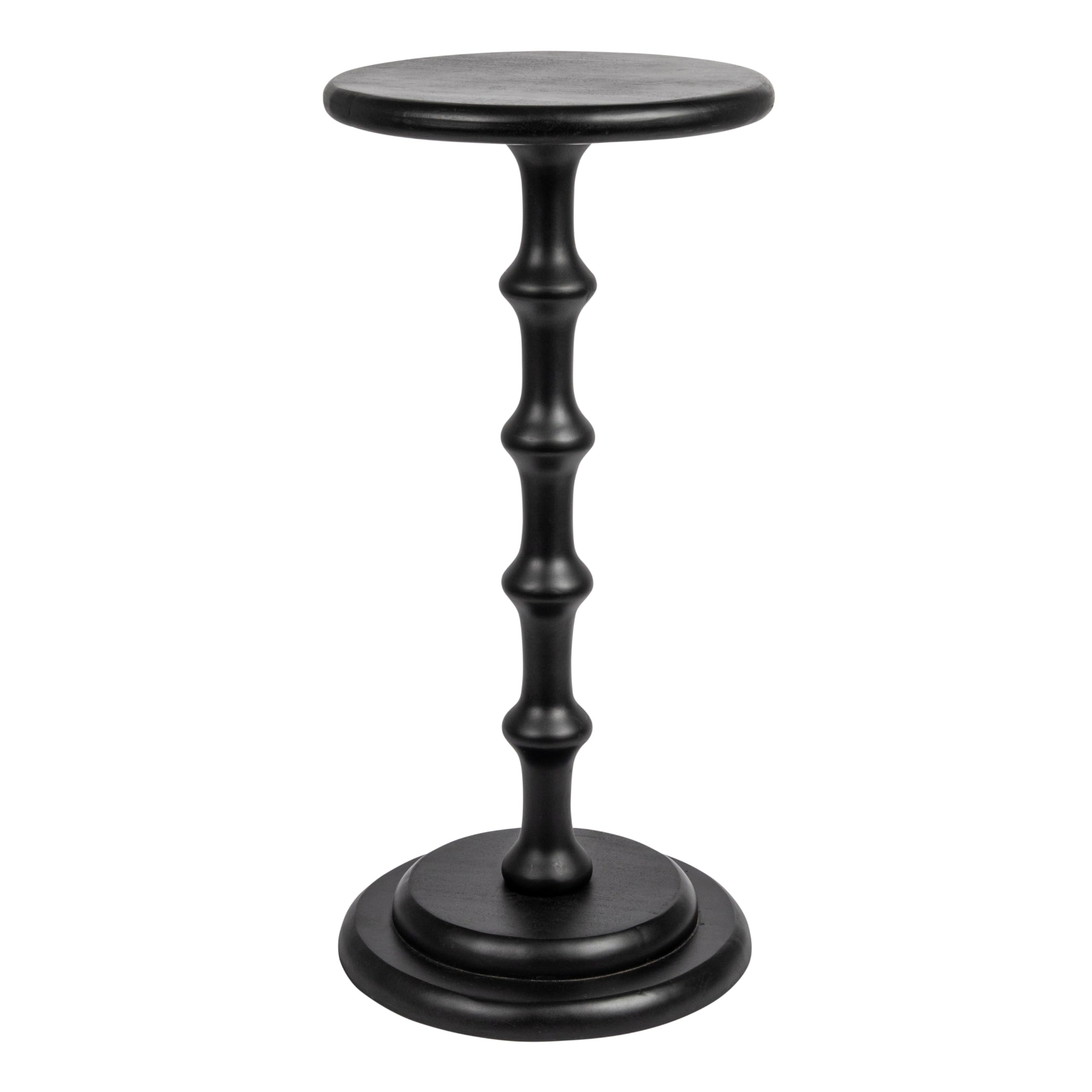 Creative Co-Op Ergonomic Pedestal Cocktail Side Table - Black | Modern End Table for Living Room, Bedroom & Office Decor