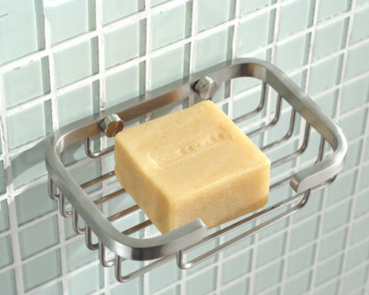 Deezio Premium SUS-304 Stainless Steel Soap Dish Holder - Wall Mounted Shower Soap Saver Basket with Drainage (Satin Nickel) - Ideal for Bathroom, Kitchen & RV Use