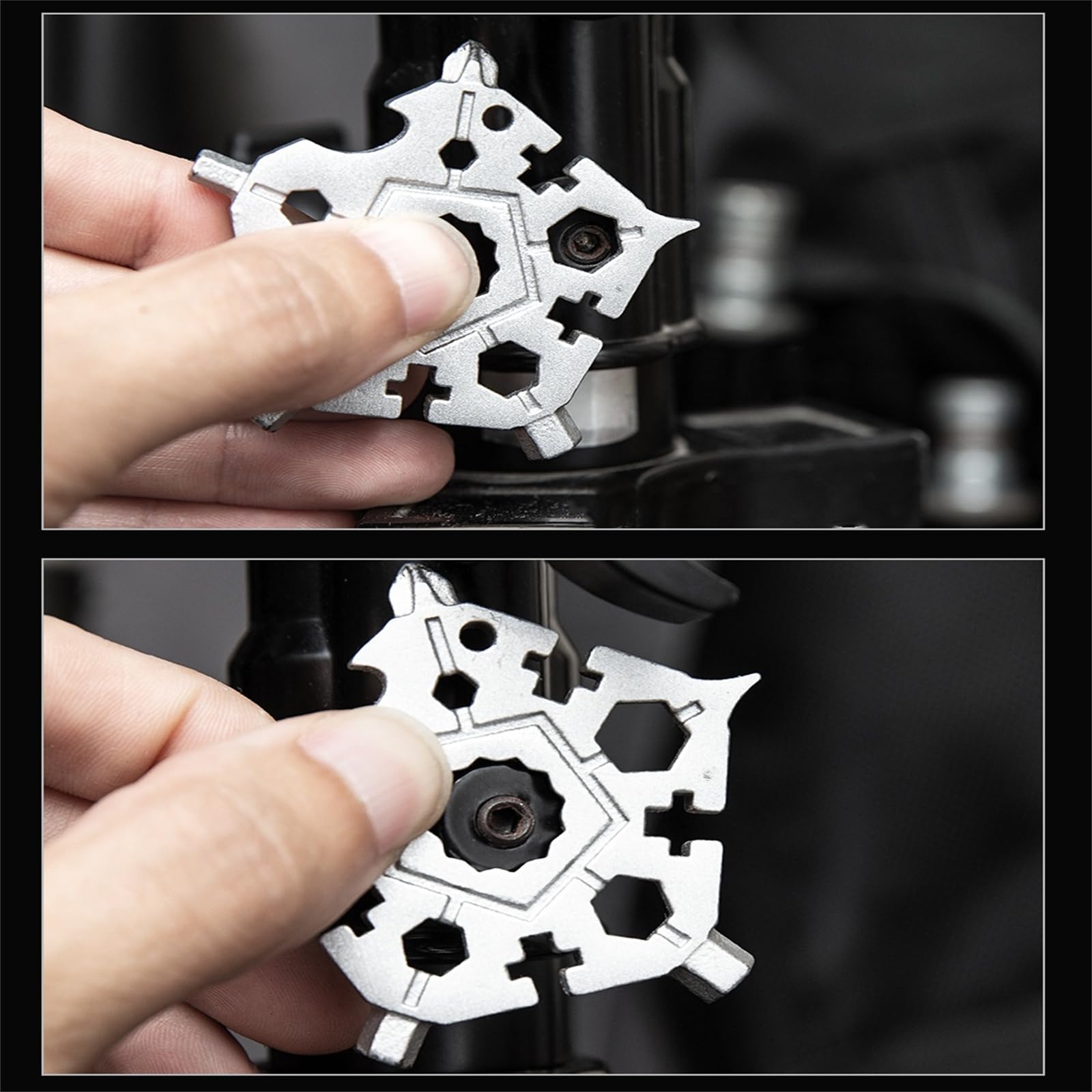 23-in-1 Snowflake Multi Tool Keychain - Compact Screwdriver Set with Bottle Opener & Wrench - Portable Star Shaped Multitool for Men (Black) - Perfect for Camping, Hiking, DIY Repairs & Everyday Carry