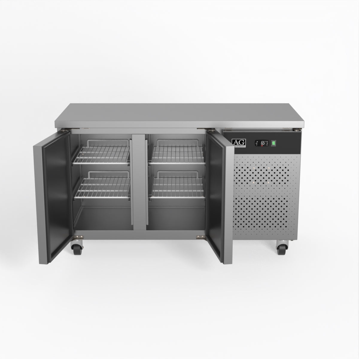 Commercial Refrigerator - AG Two Door Under Counter Fridge for Restaurants, Bars & Kitchens | Energy Efficient Stainless Steel Worktop Freezer with Adjustable Shelves