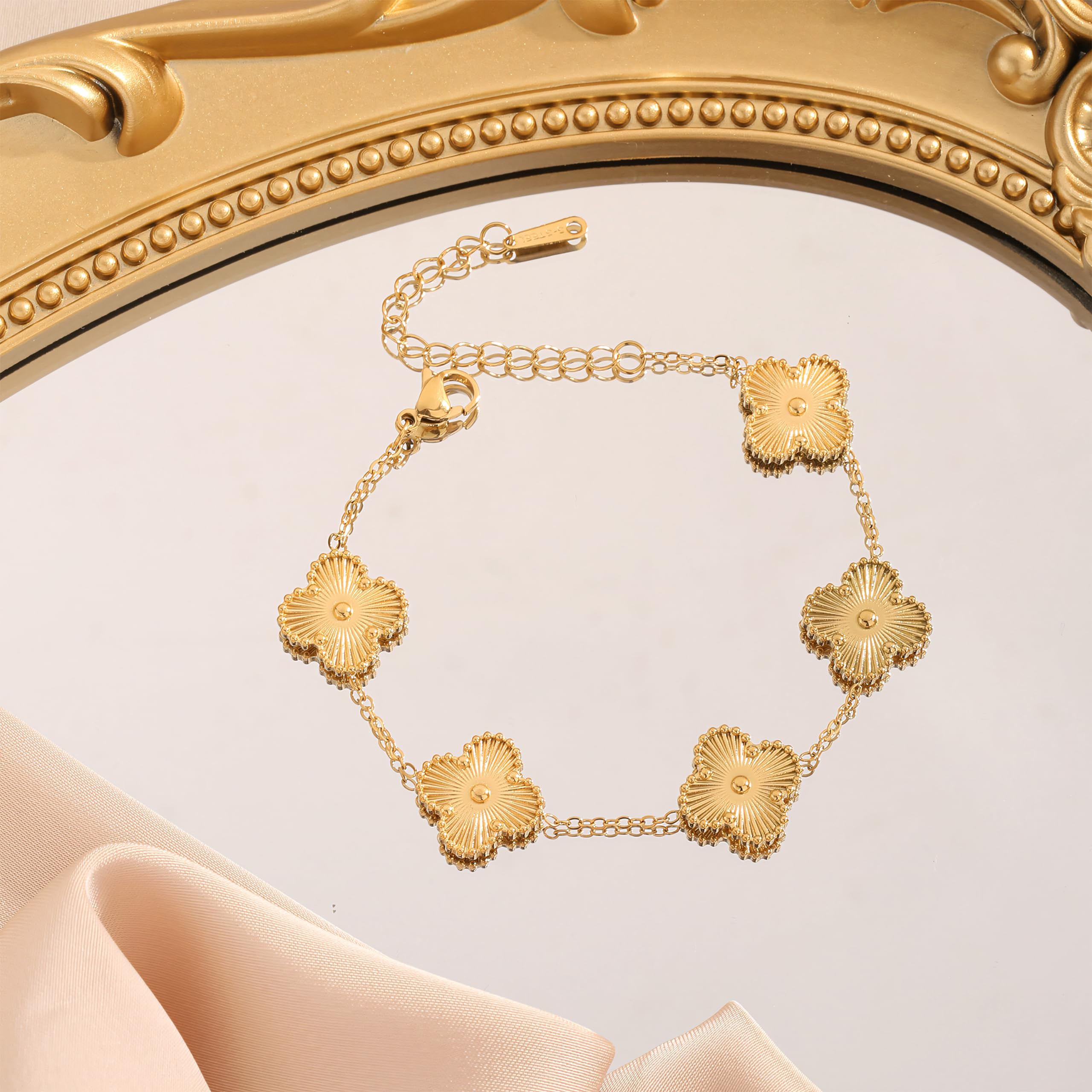 18K Gold Plated Adjustable Link Bracelet for Women - Double Sided Fashion Jewelry Gift for Birthday, Anniversary & Valentine's Day | Perfect for Daily Wear, Parties & Special Occasions