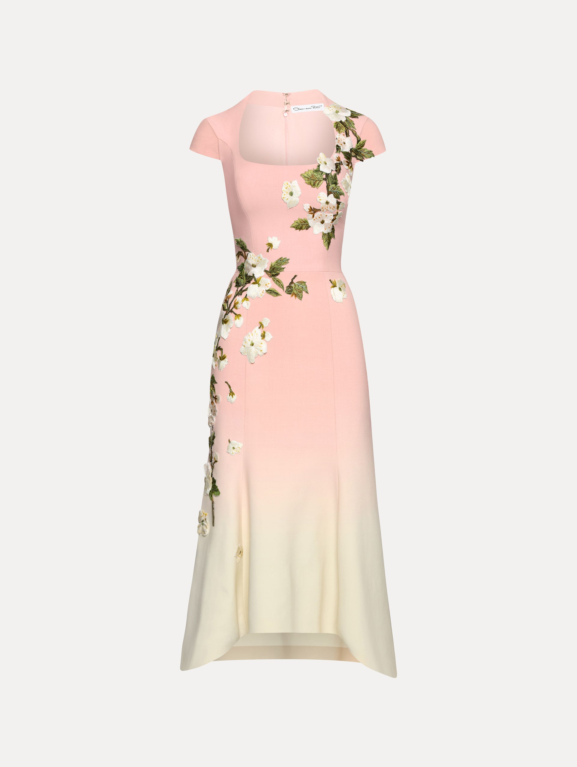 Cherry Blossom Embroidered Ombré Floral Summer Dress for Women - Perfect for Weddings, Beach Vacations & Spring Outfits